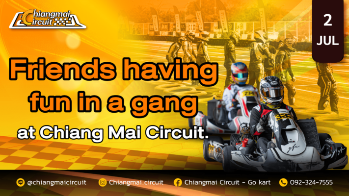 Friends having fun in a gang at Chiang Mai Circuit